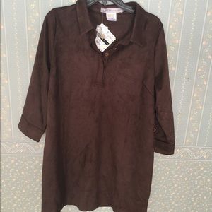 Gretchen Scott Designs chocolate suede dress NWT